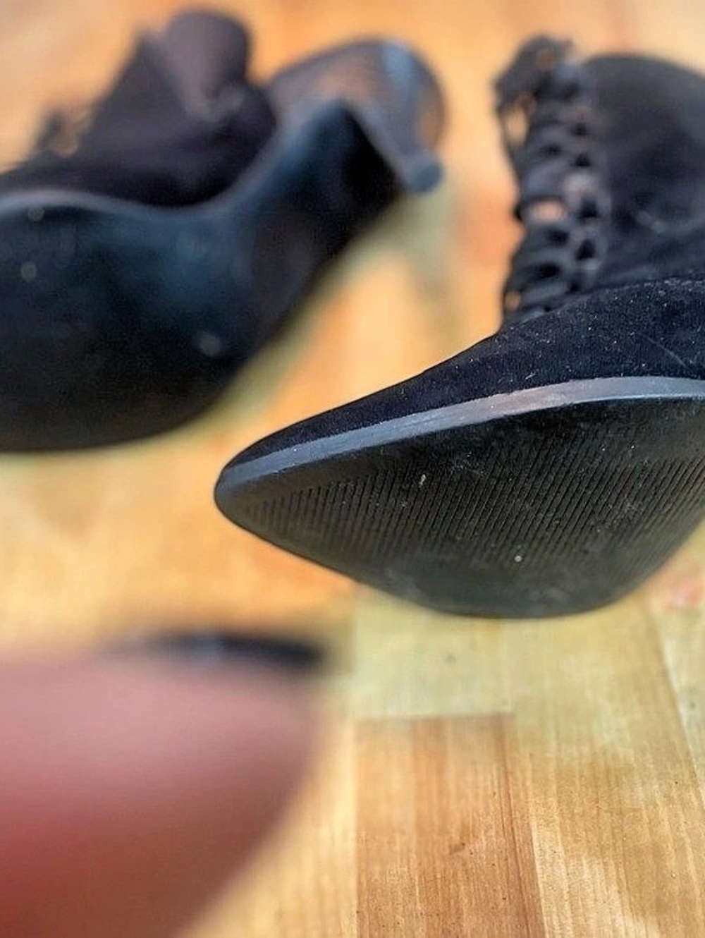 Black Lace-Up Heels with side zipper - Picture 2 of 2